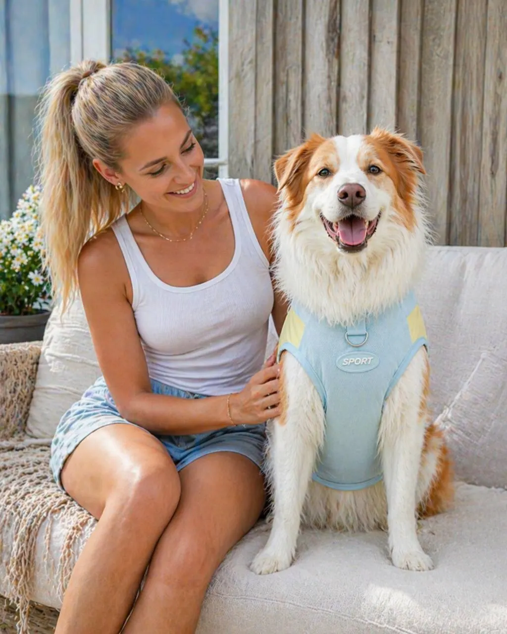 Border Collie wearing CanisCool Sport cooling vest